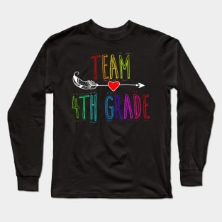 Team 4th Grade Tribe Heart Funny Last Day Of School Long Sleeve T-Shirt